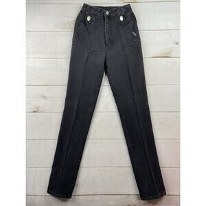 Vtg Rockies Jeans Womens 26/3 Black Conch Bareback Riding High Rise Cowgirl 90s